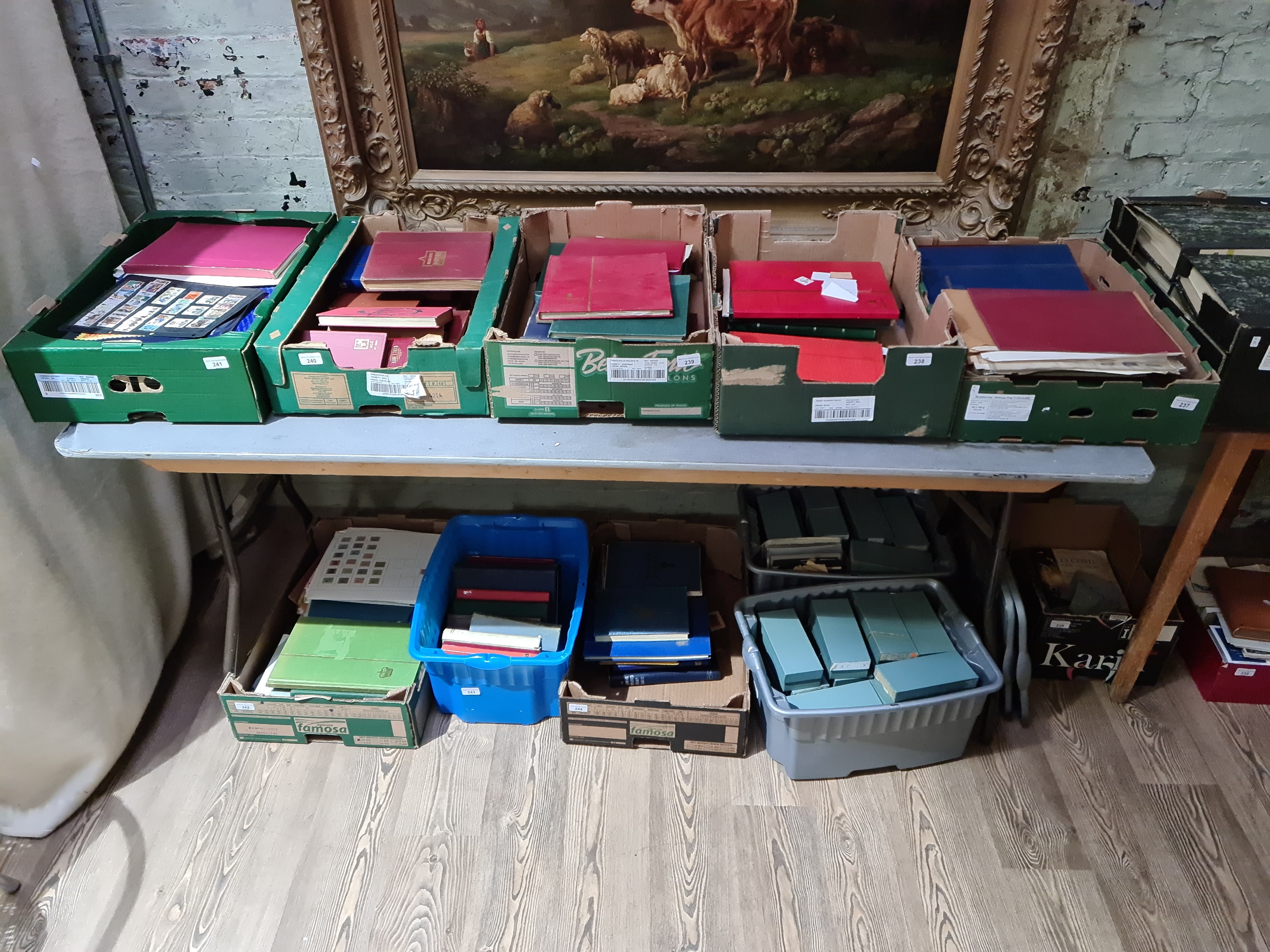 10 boxes of mainly 20th century world stamp albums, loose stamps and first day covers.