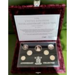 A Royal Mint 1996 UK silver proof silver anniversary collection, in presentation box with