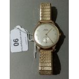 A 1960s 9ct gold cased Trebex gents wristwatch fitted with plated strap band.