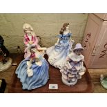 Four Royal Doulton figures to include Autum Breezes HN 3736, Meg HN 2743, Rebecca HN 4041 and