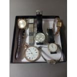 A collection of watches to include Seiko, Accurist, Lorus, Pulsar, Burberry and a pocket watch.