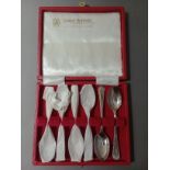 A cased set of six hallmarked silver teaspoons, Sheffield, Cooper Brothers & Sons Ltd, 1973.