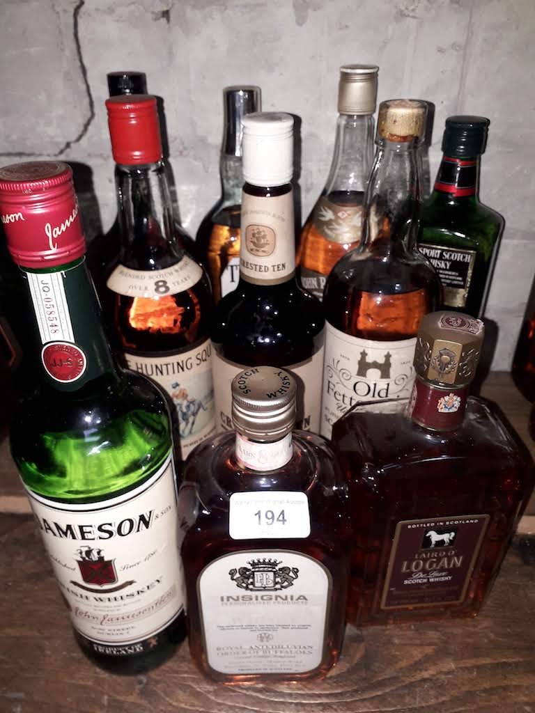 A selection of 10 bottles of whisky to include Teacher's, Jameson, Insignia, Laird O' Logan, VAT