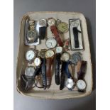 A collection of watches to include a Buler, a Lantex, an Ingersoll and two pocket watches.