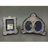 Two hallmarked silver picture frames with velour backs, Birmingham, Keyford Frames Ltd, 1993.