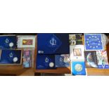 A group of Royal Mint coin sets and covers to include 1988,1991 BU collections, European coin