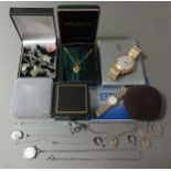 A collection of costume jewellery, mainly silver and white metal together with a Sekonda gents