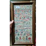 An Alphabet sampler, probably 19th century but undated.