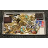 A box of mainly vintage costume jewellery.