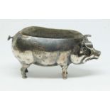 A novelty silver pin cushion realistically modelled as a pig, sponsor's initials 'CF SF', essay