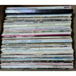 A box of approx. 70 LPs, rock and folk, including Black Sabbath, Fairport Convention,