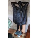 Armando Amaya, (Mexican, b1935), "Adolescente con Trenza", bronze on hardwood base, signed and dated