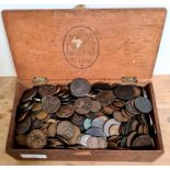 A box of various GB copper coins