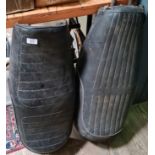 Two BMW motorcycle seats, one with R75/6 badge.