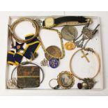 A mixed lot comprising a miniature hallmarked silver chair, rolled gold, a ladies Omega DeVille etc.
