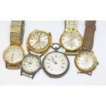 Assorted mainly mechanical watches, ladies continental silver pocket watch.