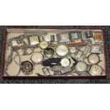 A tray of assorted mainly mechanical watches including Sicura, Emperor, Oris, Solo etc.