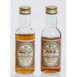 Two Gordon & Macphail 50 year old scotch whisky miniatures: Mortlach & Pride of Strathspey.