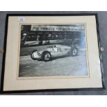 A motor racing photographic print by George (surname indistinct), depicting Tazio Giorgio