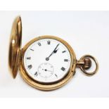 A gold plated full hunter military presentation pocket watch, the inside cover inscribed '