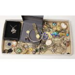 Assorted mainly costume jewellery, silver jewellery, a paste cluster ring marked '9c' etc.
