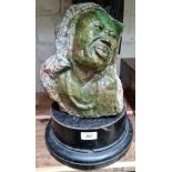 A carved green hard stone bust, height 27cm.