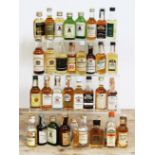 31 assorted bourbons, Canadian and Irish whisky miniatures including Coleraine.