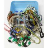 A box of assorted mainly vintage costume jewellery.
