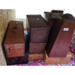 Various microscope boxes, including a Culpepper type, two containing miscellaneous lenses.