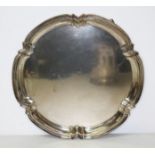 An Elizabeth II three footed hallmarked silver salver, diameter 20.5cm, wt. 11.8ozt.