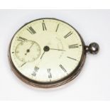 A hallmarked silver Thomas Russell pocket watch, diameter 48mm, gross wt. 109.9g.