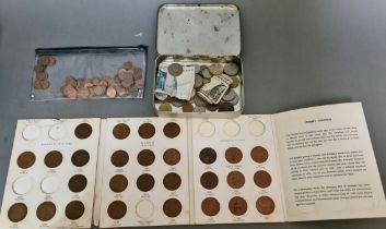 A box of mainly GB coins to include a silver thaler & an 1895 crown etc.