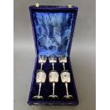 A set of 6 Masonic plated goblets in associated box.