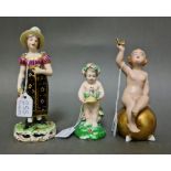 A collection of 3 quality figurines; Bavaria Gerold Porzellam, an early Crown Derby figurine of a