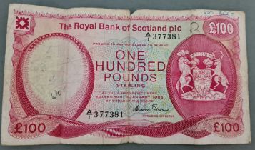 Royal Bank of Scotland £100 bank note A/I 377381
