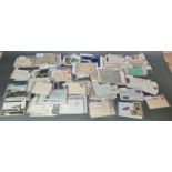 A large collection of vintage postcards, stamps and ephemera etc.