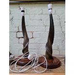 A pair of Eland horn lamps.