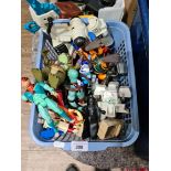 A box of vintage toys to include Star Wars, Thundercats etc.