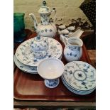 Sixteen pieces of Royal Copenhagen blue and white tea ware.