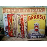 A selection of repro advertising signs, etc.