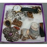 A mixed lot including wristwatch, watch parts, jewellery etc.