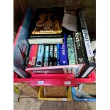 A box of 24 militaria books, mainly WWII, non fiction biographical, including 1970s TV series