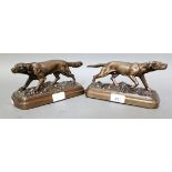 A pair of 19th Century bronzes of a pointer and a setter at work, with foundry mark and artist's