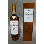 Macallan 10 year old Highland single malt Scotch whisky, Jerez sherry cask 700ml 40%.