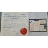 Acoolection of north west counter date stamps and a share certificate from Lancashire Union Railways