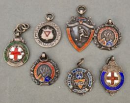 A group of seven hallmarked silver sporting medals, gross wt. 73.2g.