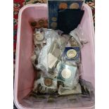 A box of assorted mainly GB coins.
