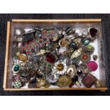 A box of assorted costume jewellery.