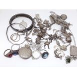 A mixed lot of hallmarked silver and white metal jewellery.
