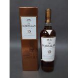 Macallan 10 year old Highland single malt Scotch whisky, Jerez sherry cask 700ml 40%.